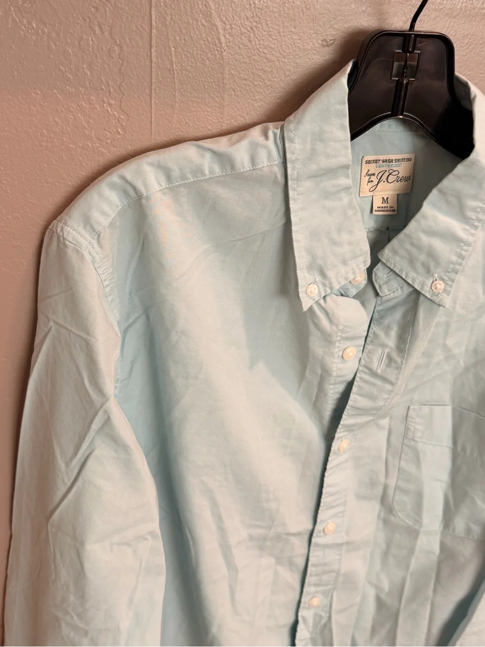 J. Crew Men’s Light Aqua Blue Button-Down Slim Secret Wash Shirt #462